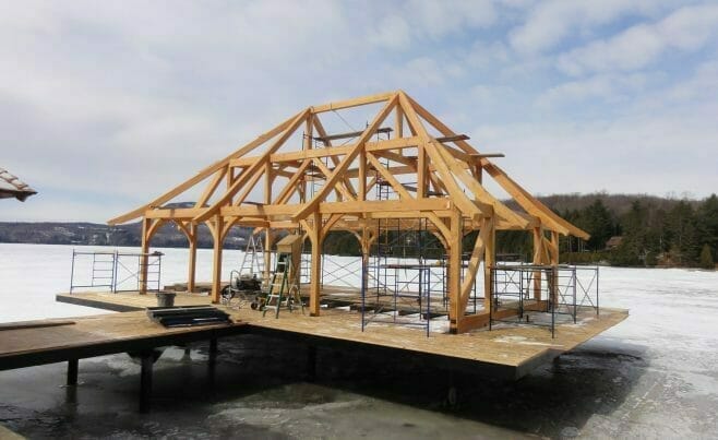 Rafter Scrolls on a timber framed boat house