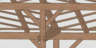 3D model of Timber Frame Porch Connection
