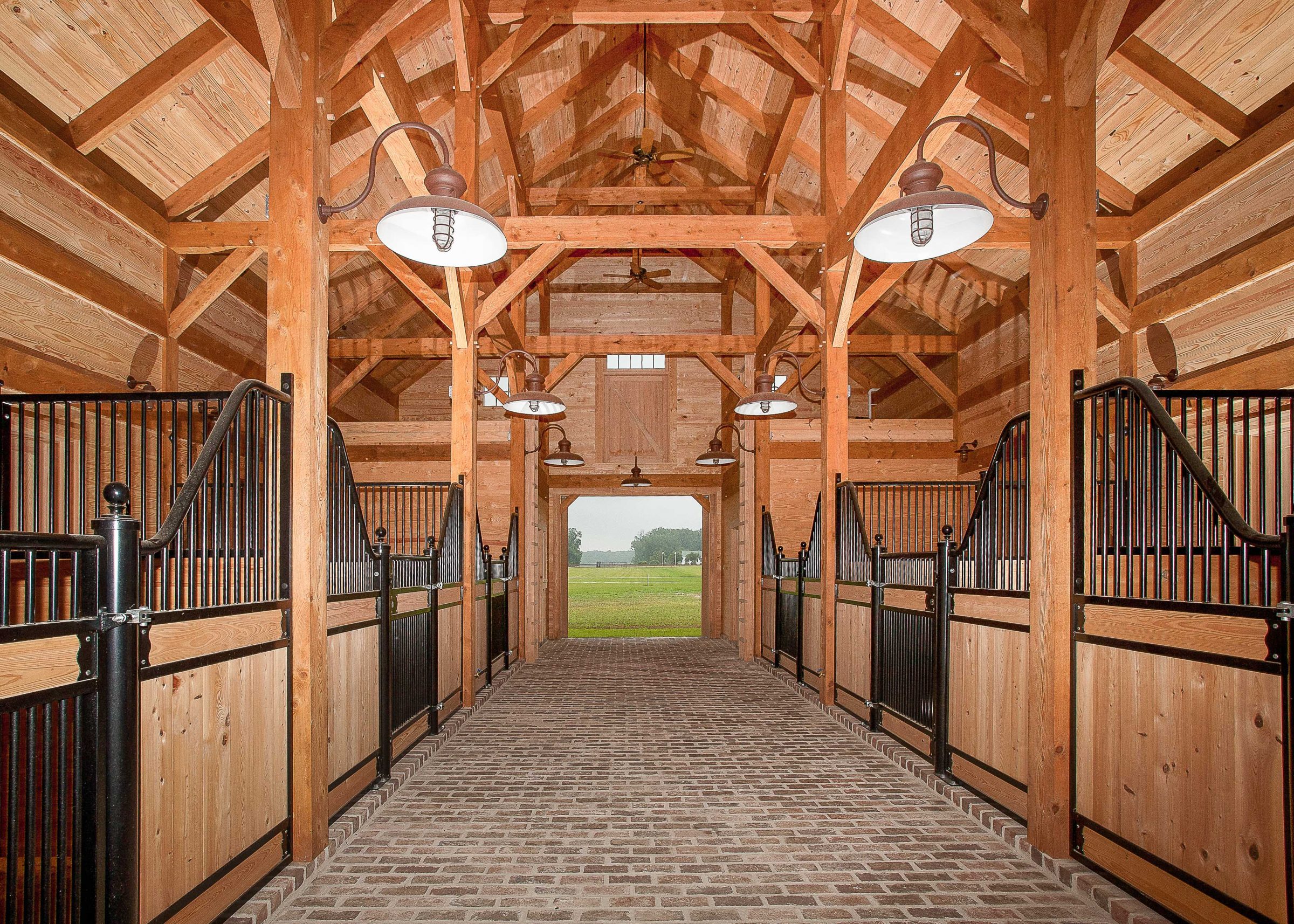 Timber Frame Horse Barn Aisle