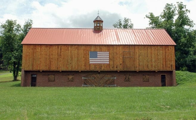 Brick and oak barn