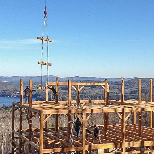 Timber Roof Rafters During Assembly