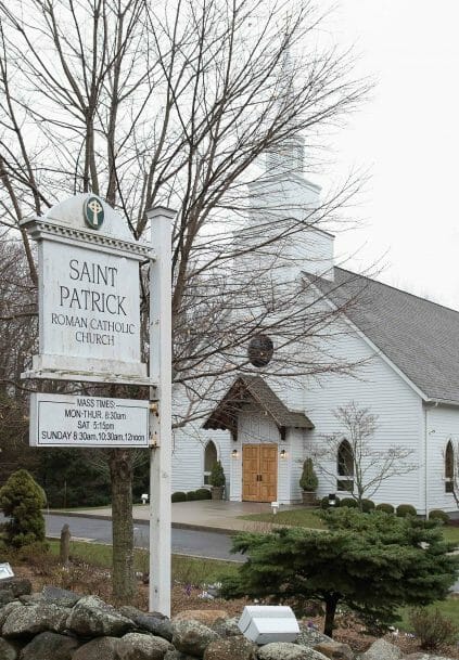 Exterior of Saint Patrick's Church in Redding, CT