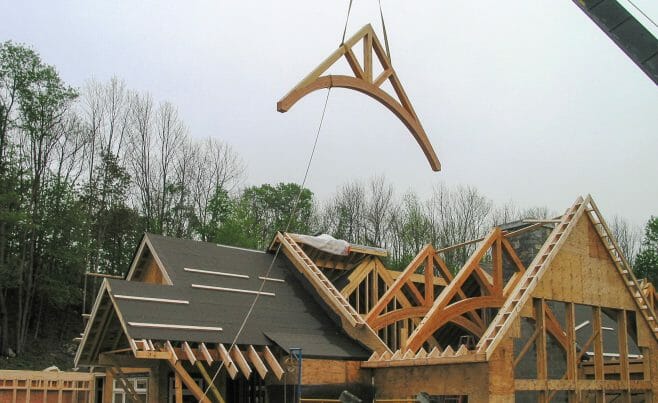 Arched king post trusses