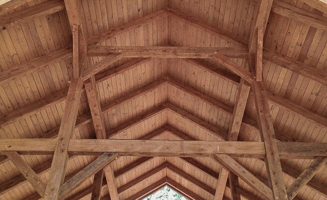 Post & beam ceiling for the horse barn