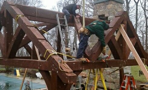 New Jersey Pool Pavilion being erected.