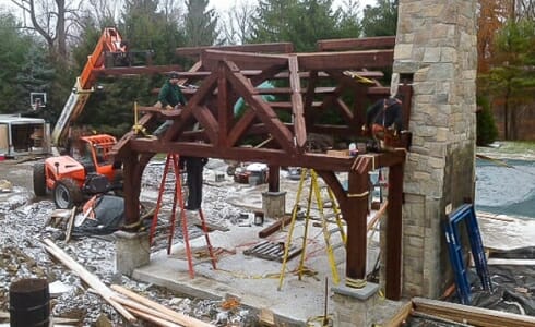 New Jersey Pool Pavilion being erected.