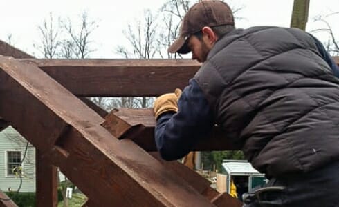 New Jersey Pool Pavilion being erected.