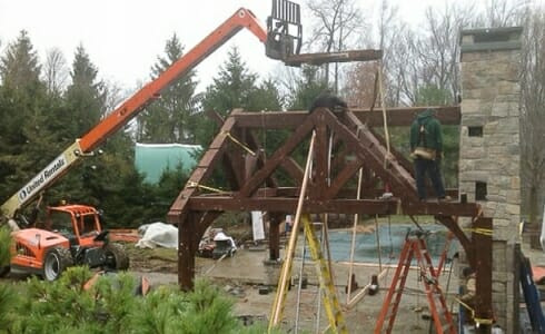 New Jersey Pool Pavilion being erected.