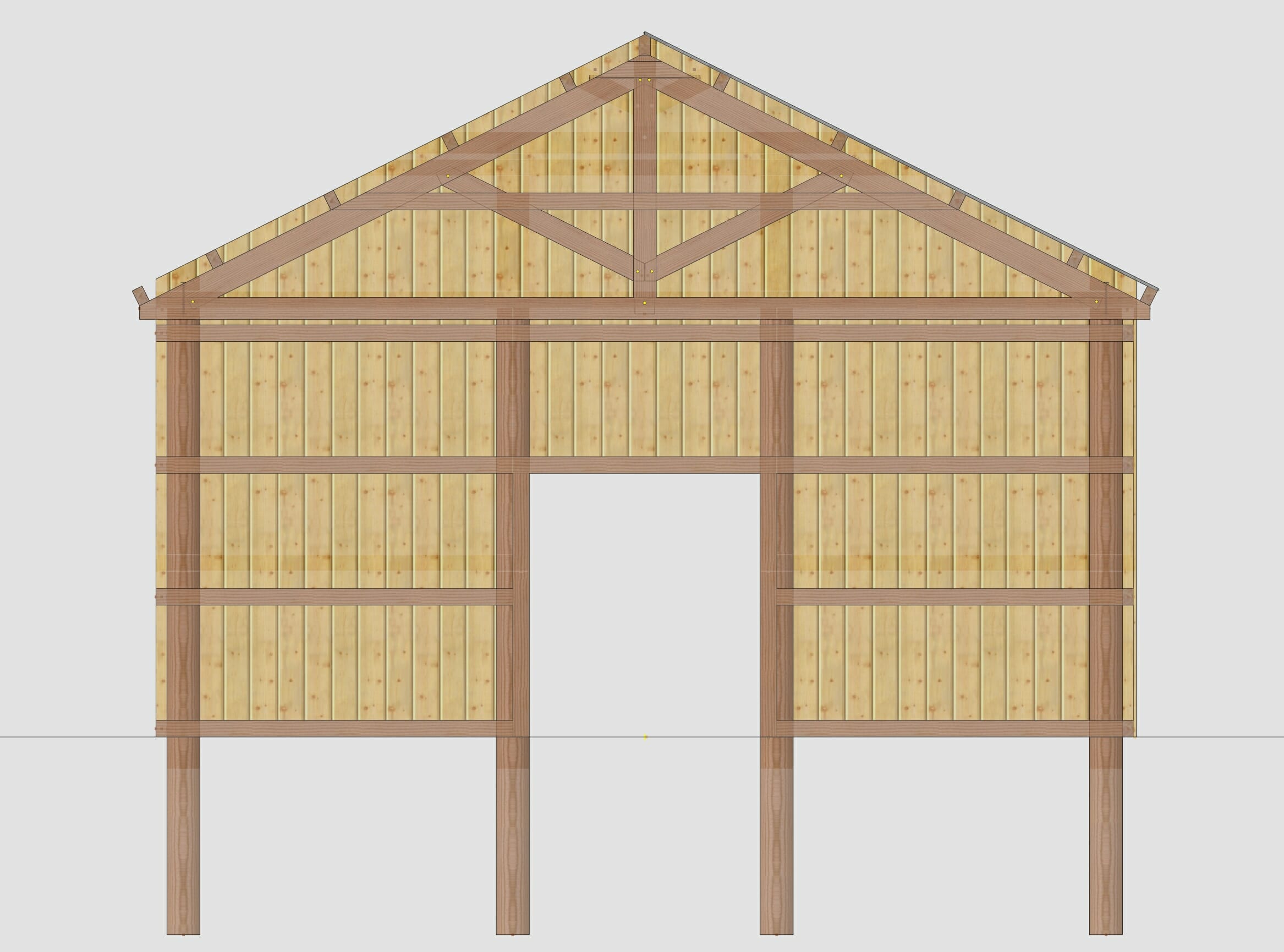 3D Model Showing the Elevation of a Pole Barn