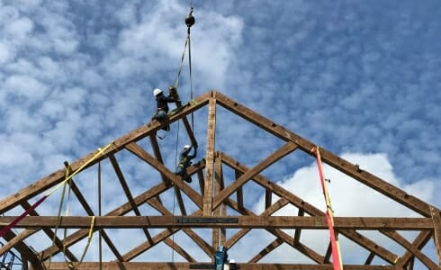 Raising the Napa California Barn on the Paul Estate