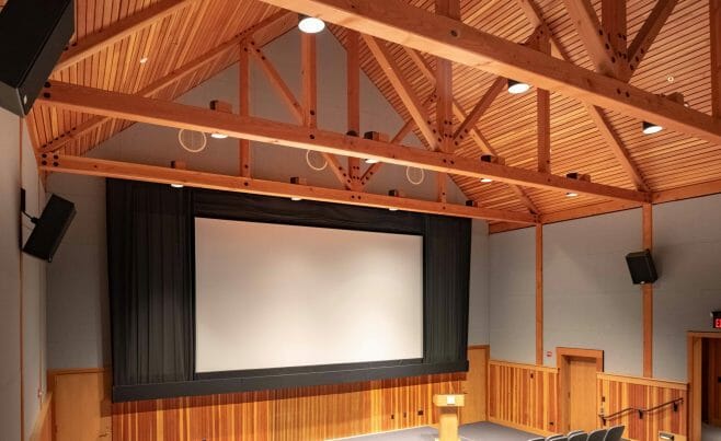 Queen Post Truss in the Billings Farm Auditorium and Theater in VT