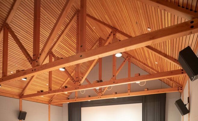 Queen Post Truss in the Billings Farm Auditorium and Theater in VT