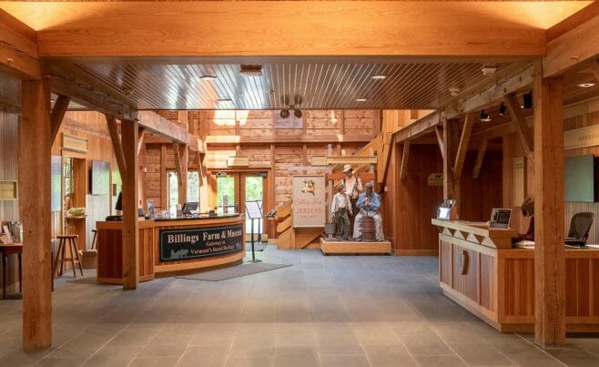 Posts and Beams in the Lobby of the Billings Farm Educational Center in Vermont