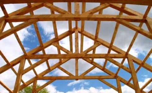 King Post Truss in the Middle of the Barn