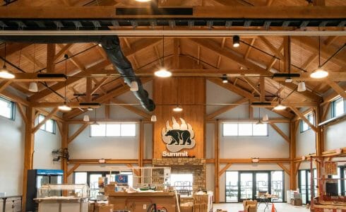 Timber Frame Dining Hall with Trusses with Steel Plates under construction at the Bechtel Reserve home of the National Boy Scouts Jamboree