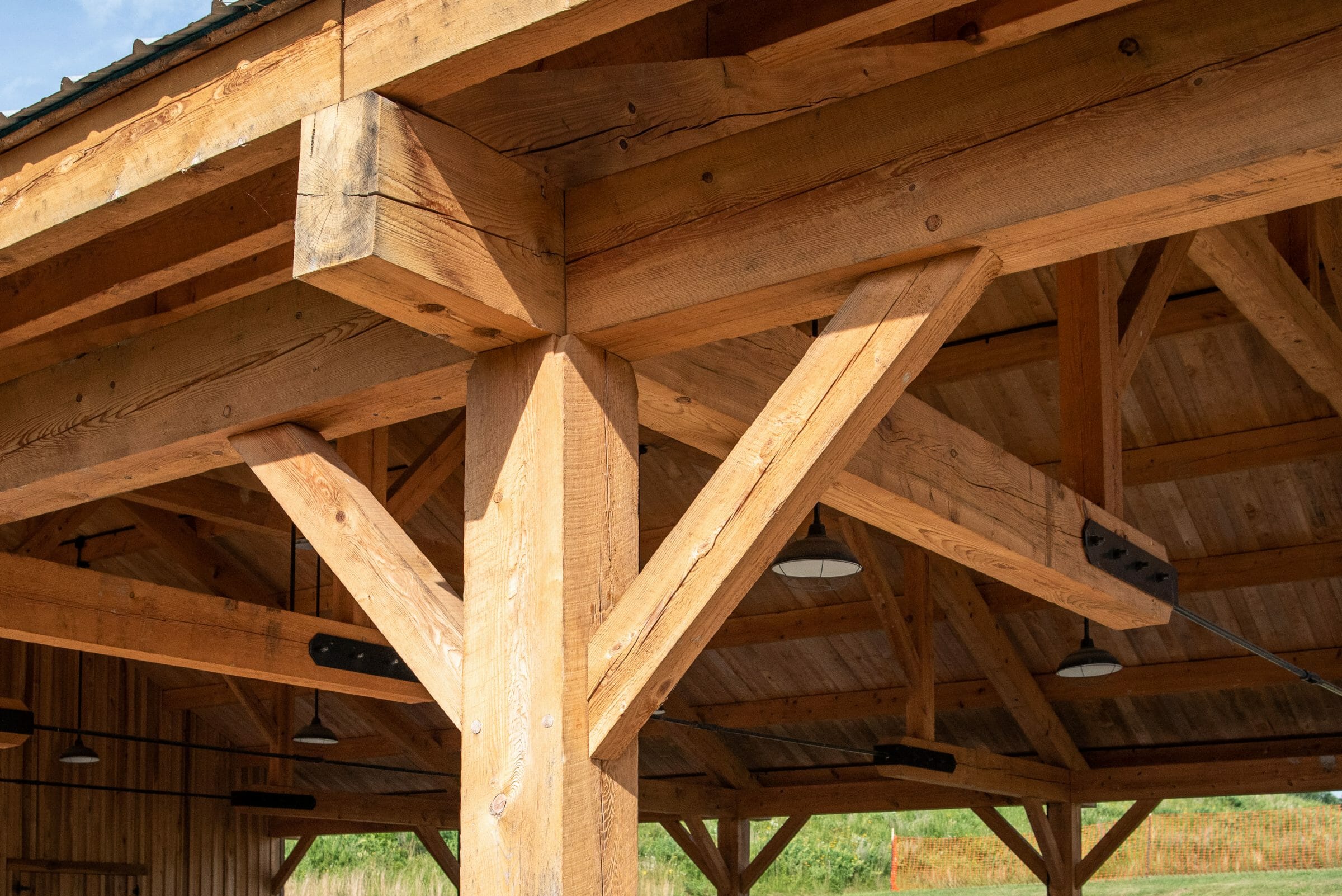 Timber frame pavilion at the Bechtel Summit in West Virginia home of the National Boy Scout Jamboree, leadership training, and Adventure Camp.