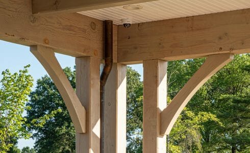 Timber Frame Pool Pavilion and covered Bar Lounge area at Fiddlers Elbow in Bedminster Township, NJ