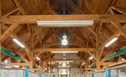 Heavy Timber Trusses and beams in the True Friends Animal Welfare Center in Montrose PA