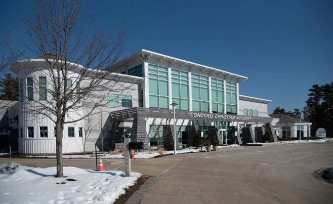 The Exterior of the Concord Christian Academy (Previously the Centennial Senior Center) in Concord, NH