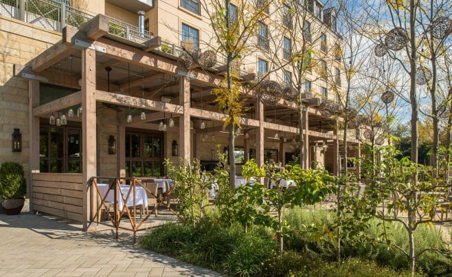 The Delamar Hotel Pergola Outdoor Dining and Seating Area in Hartford, CT