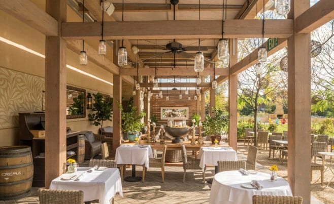 The Delamar Hotel Pergola Outdoor Dining and Seating Area in Hartford, CT