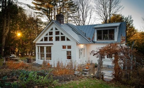 Vermont Home Sun Room Addition with natural, rough cut Hemlock.