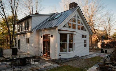 Vermont Home Sun Room Addition with natural, rough cut Hemlock.