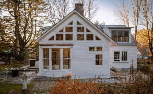 Vermont Home Sun Room Addition with natural, rough cut Hemlock.