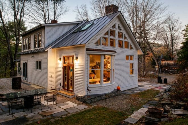 Vermont Home Sun Room Addition with natural, rough cut Hemlock.