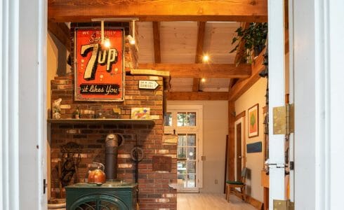 Vermont Home Sun Room Addition with natural, rough cut Hemlock.