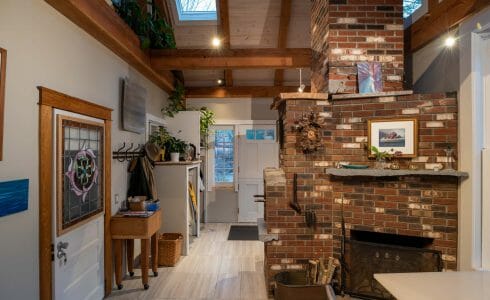 Vermont Home Sun Room Addition with natural, rough cut Hemlock.