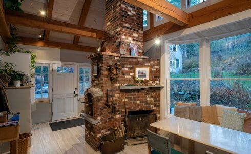 Vermont Home Sun Room Addition with natural, rough cut Hemlock.