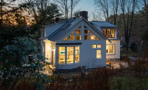 Vermont Home Sun Room Addition with natural, rough cut Hemlock.