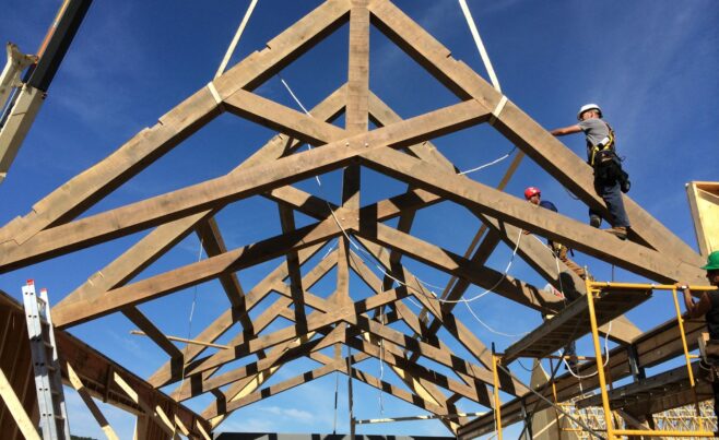 Iron Hill Scissor Truss Residence in White Oak