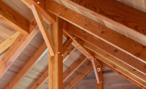 Traditional Joinery details featuring Timber Pegs in the Martha's Vineyard Guest Cottage