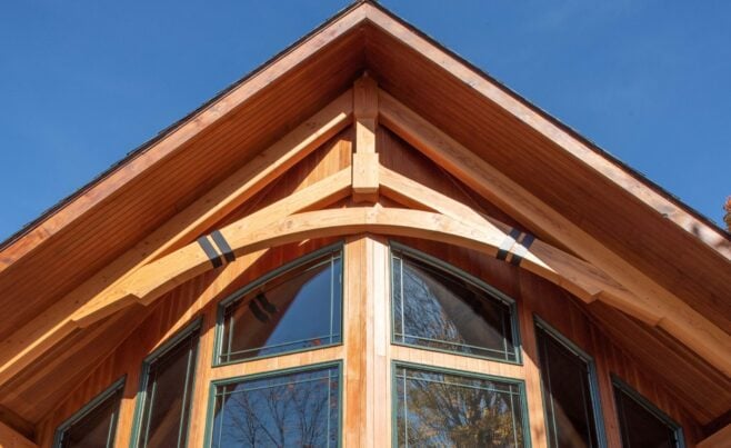 Decorative Window Truss on the Exterior of a Ski House