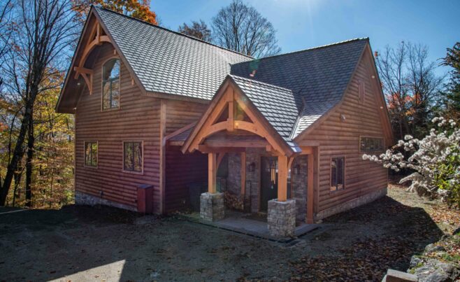 Decorative Overhead Door Truss on the Exterior of a Ski House