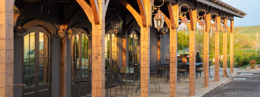 Hand Hewn Oak Posts and Curved Braces