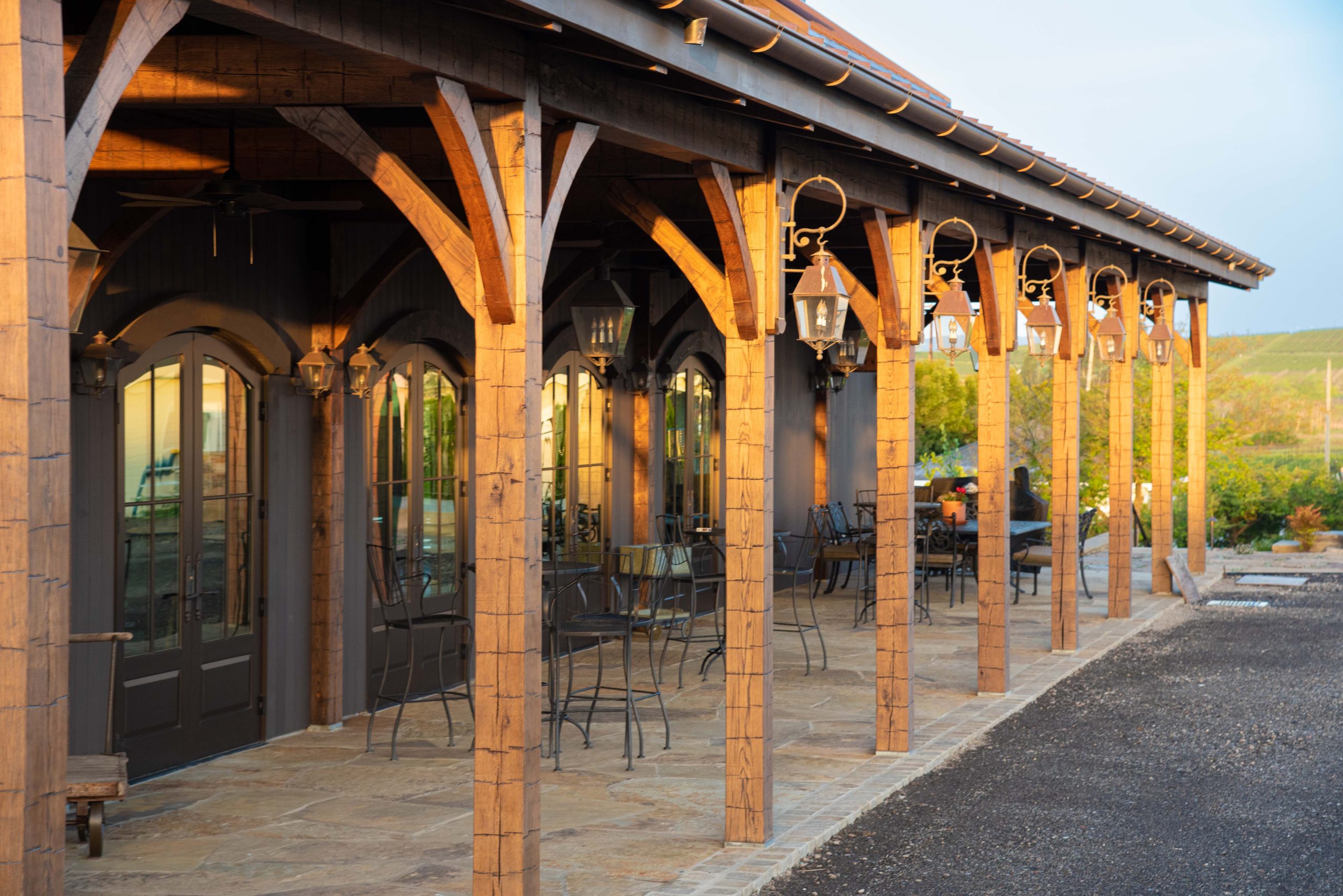 Hand Hewn Oak Posts and Curved Braces