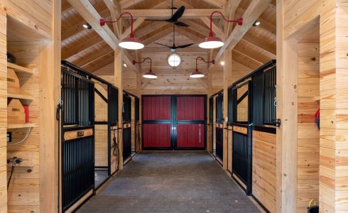 Post and Beam Horse Barn Aisle