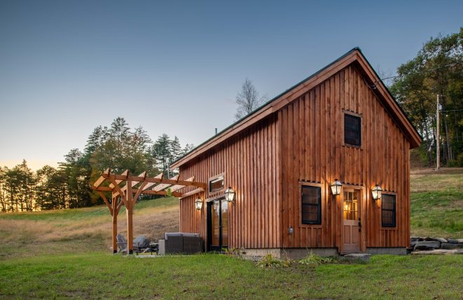 Vermont Guest Cottage Exterior with pergola