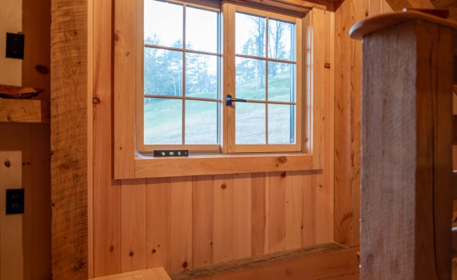 Stairway Landing and Window in the Post and Beam Cottage