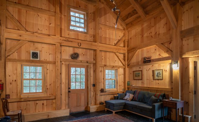 Open Living Room in the timber framed cottage.