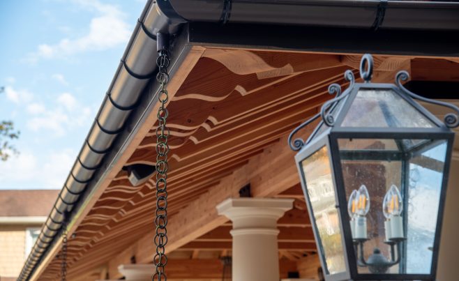 Scrolled timber rafter tails