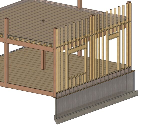 2x Wall Outside Timber Frame